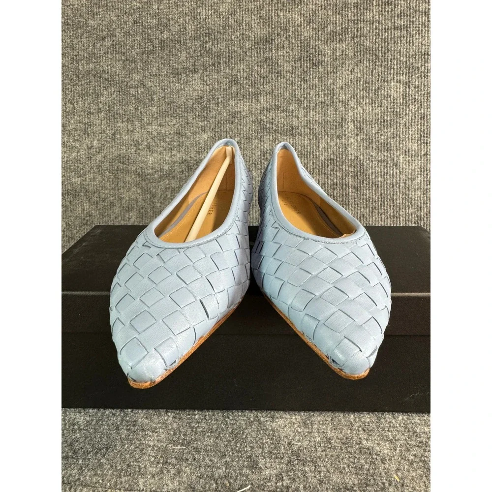 NWB Marc Fisher LTD Damaria Woven Leather Pointed Toe Flats Medium Blue 9M